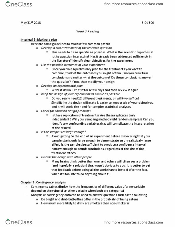 BIOL 300 Chapter Notes - Chapter 5i, 9: Null Hypothesis, Estrous Cycle, Round-Off Error thumbnail